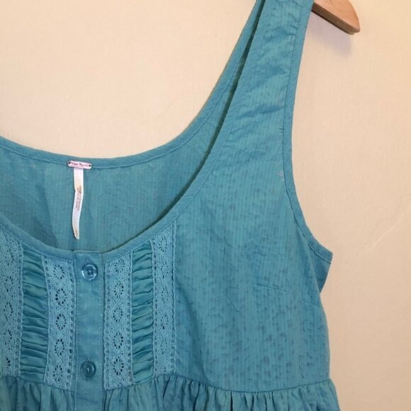 Free People teal sleeveless babydoll blouse - Picture 3 of 7